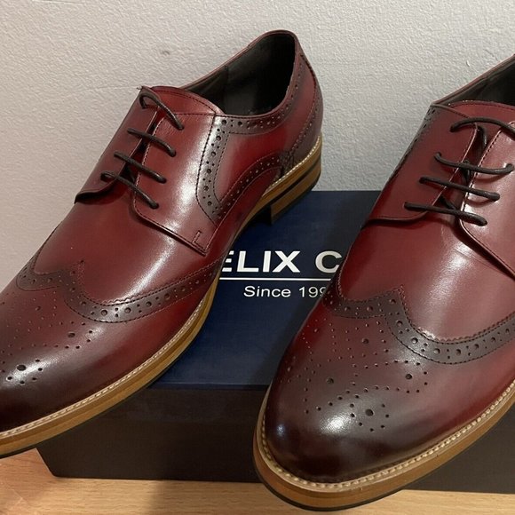 NEW!!! FELIX CHU WINGTIP BROGUE BURNISHED REDWOOD LEATHER SHOES US 12 EU 46 - Picture 3 of 15